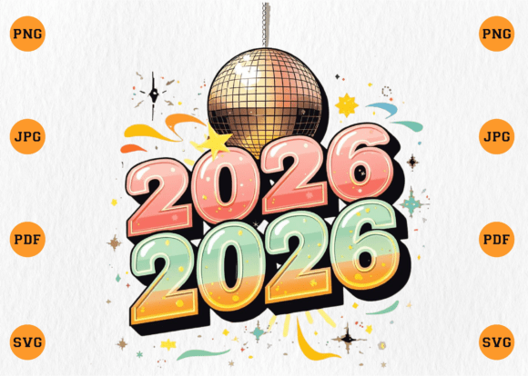 2026 New Year Disco Ball Graphics & T-Shirt Designs