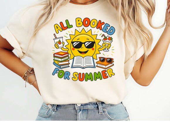 All Booked for Summer T-Shirt Design: A Fun Graphic Asset