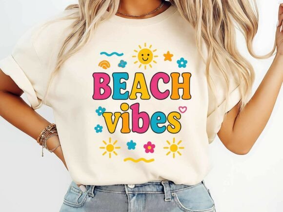 Beach Vibes T-Shirt Design: A Vibrant Graphics Asset