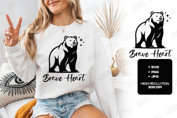 Brave Heart Bear Graphics for T-Shirt Designs