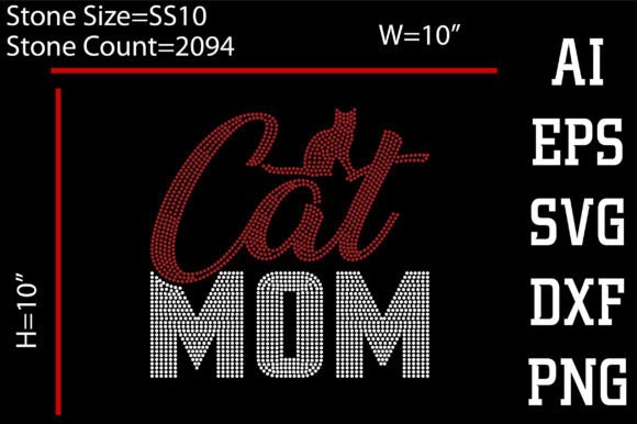 Cat Mom, Rhinestone Design: A Must-Have for T-Shirt Designs and Graphics
