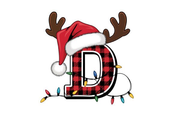 Christmas Plaid Letter D Graphics for T-Shirt Designs