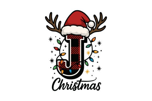 Christmas Plaid Letter J Graphics for T-Shirt Designs