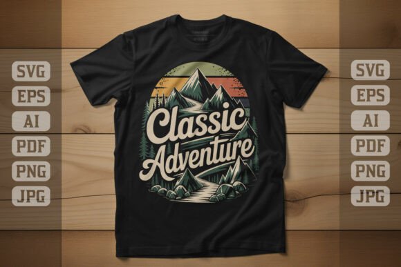 Classic Adventure Mountain Design: Graphics & T-Shirt Designs