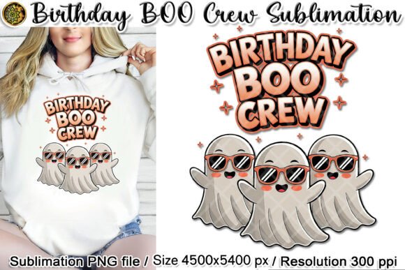 Halloween BOO Crew Cute Ghost Design PNG for Graphics