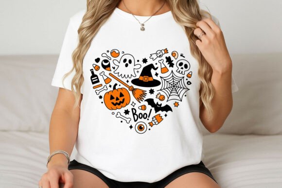 Halloween Heart Shaped Elements for T-Shirt Designs