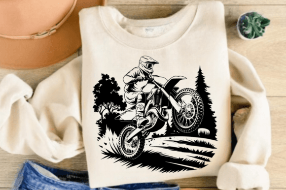 Motocross Rider SVG: A Bold T-Shirt Design Graphics Asset