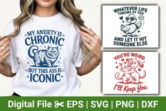 Sarcastic Cat & Duck Pun Graphics for T-Shirt Designs